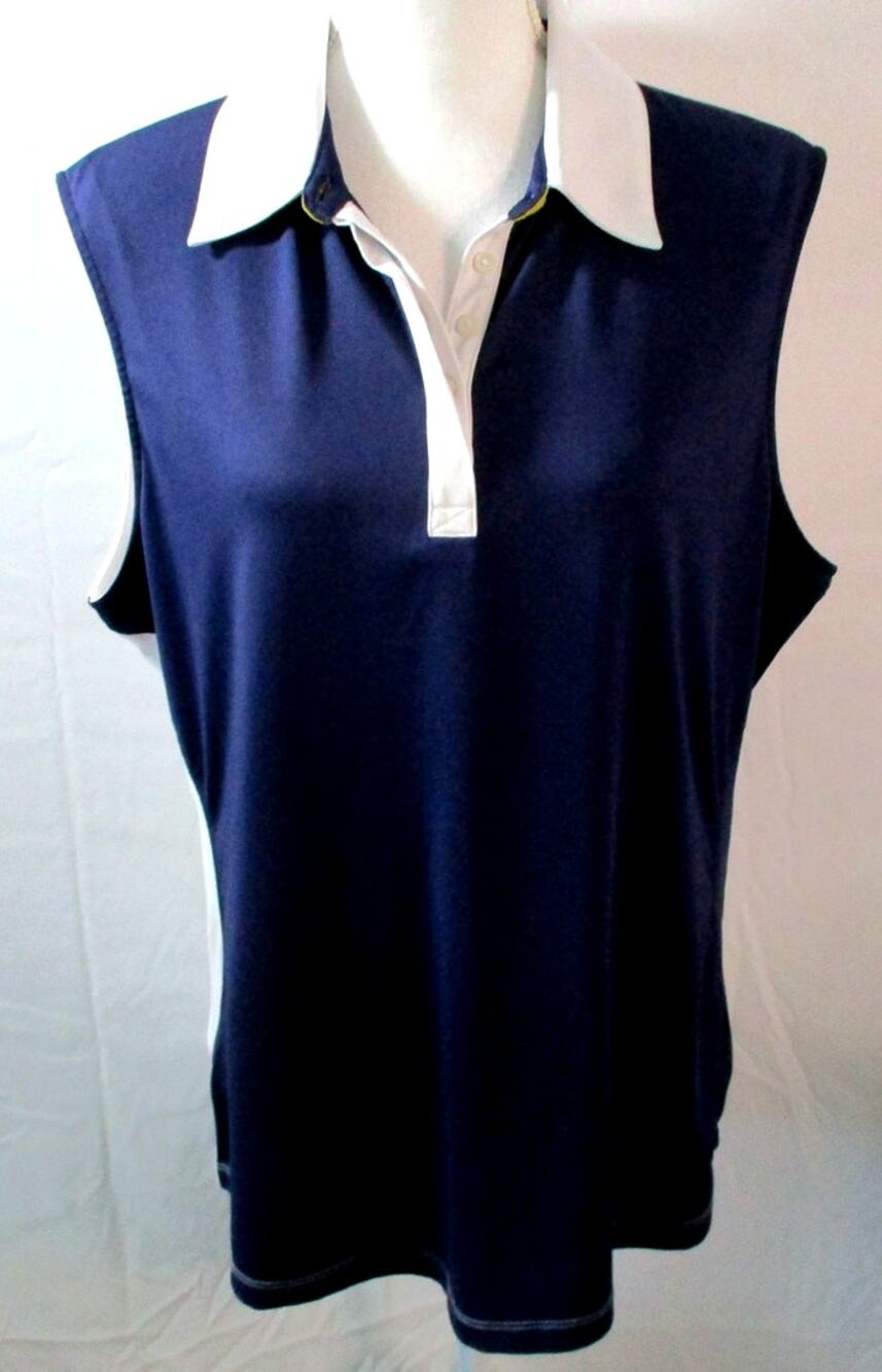 Annika Cutter & Buck Women's Sleeveless Blue & White Stretch Shirt Size XL